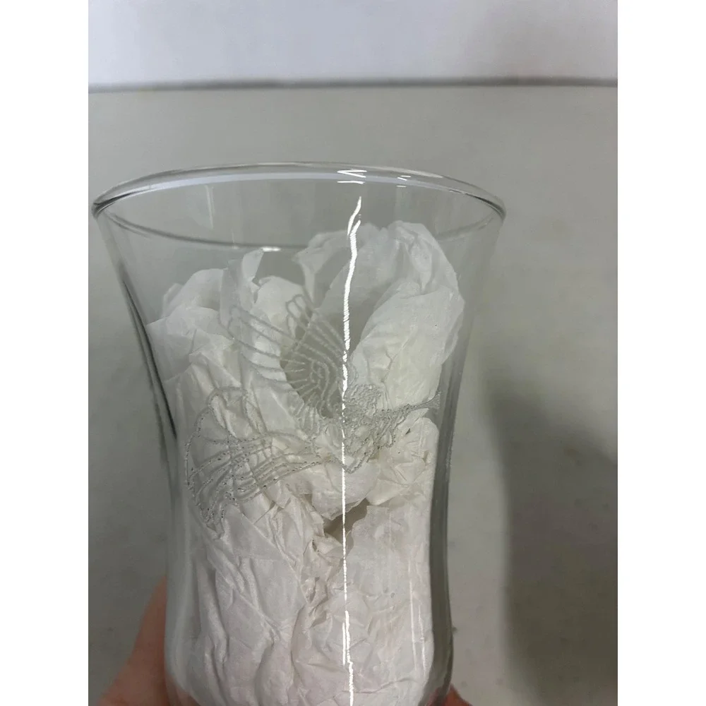 Set of 2 Etched Angel with Trumpet‎ Clear Glass Hurricane Peg Candle Shades